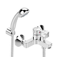 Смеситель для ванны/душа Vidima LOGIK, душевой гарнитур в комплекте (душевая лейка Ø70 мм, металлический шланг 1500 мм, держатель для лейки), BA279AA