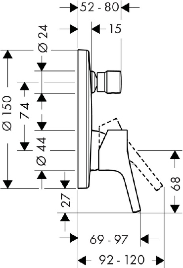 Смеситель Hansgrohe Talis S2 72406000 для ванны с душем