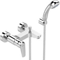 Настенный смеситель для ванны/душа Vidima BALANCE, душевой гарнитур в комплекте (душевая лейка Ø70 мм, металлический шланг 1500 мм, держатель для лейки), BA267AA