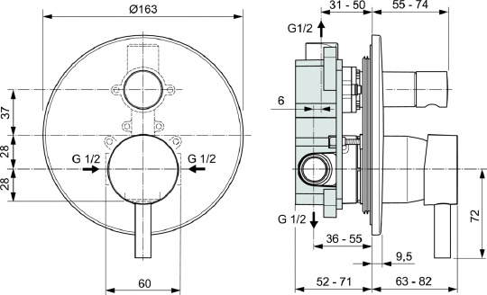 Смеситель Ideal Standard Ceraline A6939AA для ванны с душем