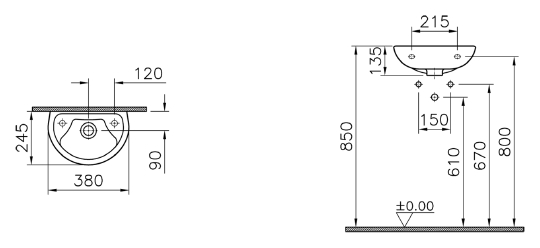 Рукомойник VitrA Arkitekt 6018B003-0029