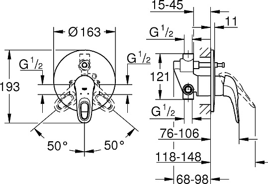 Смеситель Grohe Eurostyle New 33637003 С ВНУТРЕННЕЙ ЧАСТЬЮ