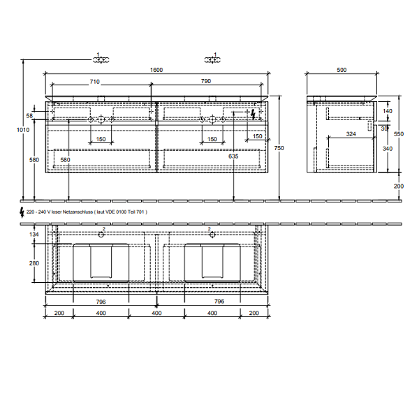Тумба под раковину Villeroy&Boch Legato  цвет-вяз импрессо B72300PN hog2