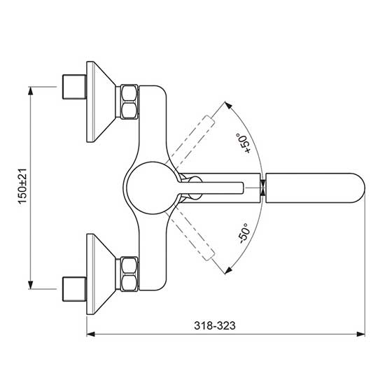 Настенный смеситель для ванны/душа Vidima LOGIK, поворотный излив 250 мм, душевой гарнитур в комплекте (лейка 70 мм, метал.шланг 1500 мм, держатель), BA280AA