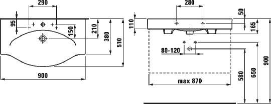 Раковина Laufen Palace 8.1170.2.000.104.1 Раковина Laufen Palace 8.1170.2.000.104.1