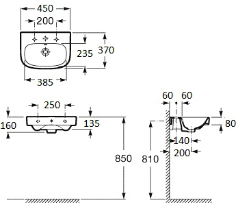 Рукомойник Roca Debba 45x37см 325997000 Рукомойник Roca Debba 45x37см 325997000