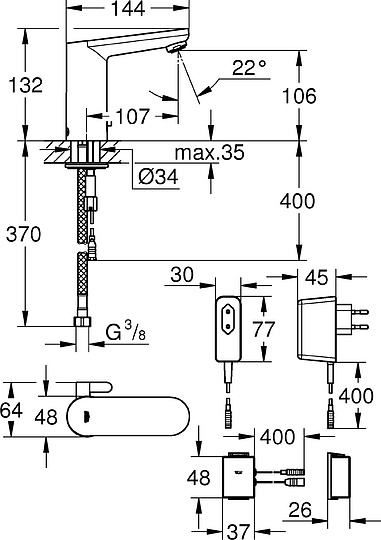 Смеситель Grohe Eurosmart Cosmopolitan E 36325001 для раковины