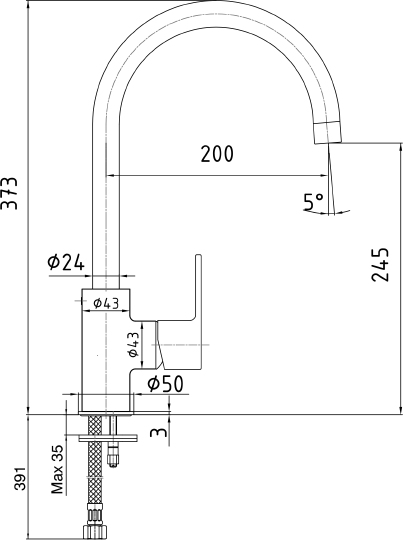 Смеситель E.C.A. Nita 102118080EX для кухни