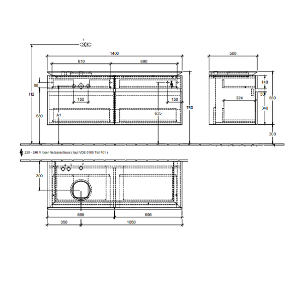 Тумба под раковину Villeroy&Boch Legato  цвет-белый глянцевый B58800DH hog2