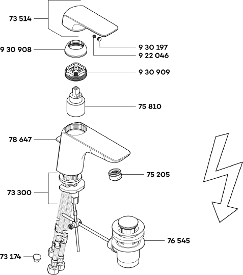 Смеситель Kludi Ameo 412760575 для раковины, для безнапорных водонагревателей