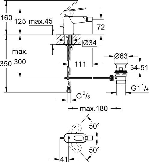 Смеситель Grohe BauLoop 23338000 для биде