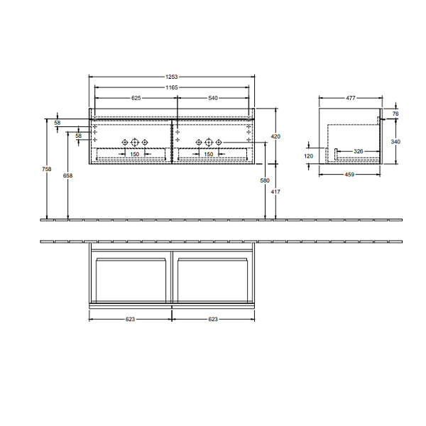 Тумба под раковину Villeroy&Boch Venticello  цвет-белый глянцевый A93901DH hog2