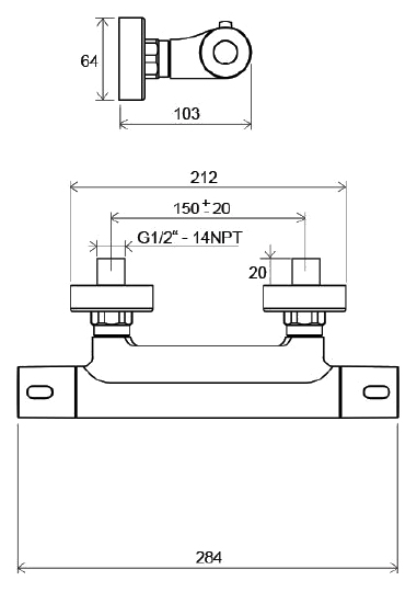 Термостат Ravak Termo 300 TE 033.00/150 для душа X070096