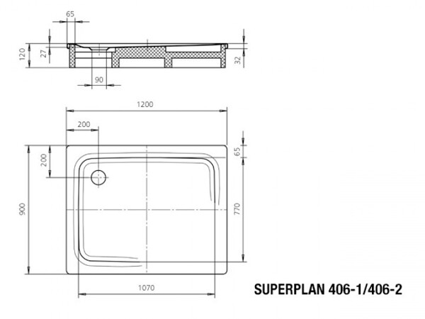 Душевой поддон Kaldewei Superplan  цвет-белый 406-2 (4306 3500 0001) pod1