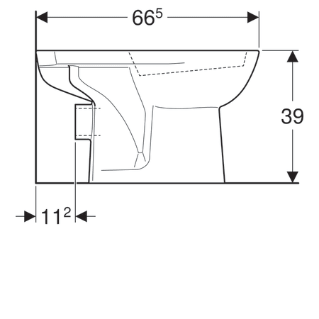 Чаша унитаза напольного Geberit Renova, глубина 66,5 см, горизонтальный выпуск 203820000