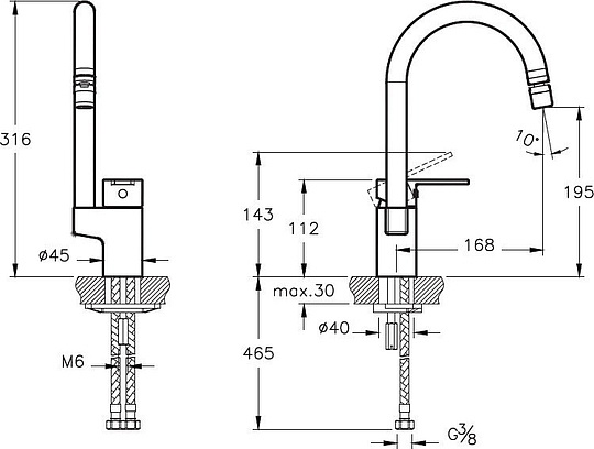 Смеситель VitrA Fold S Sink Mixer A42155EXP для кухонной мойки