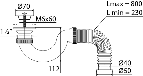Сифон Вирпласт "МИНИ Элит" для душевого поддона с нержав.чашкой и гофротрубой 30987087