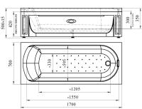 Акриловая Ванна Радомир Радомир Аврора 170х70, каркас 0-01-0-0-0-997