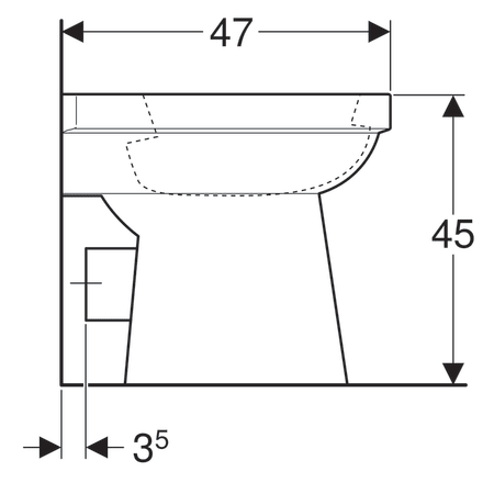 Унитаз напольный Geberit Renova Comfort, с полочкой, горизонтальный выпуск 218510000