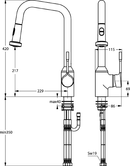 Смеситель Ideal Standard Retta B8989AA для кухонной мойки