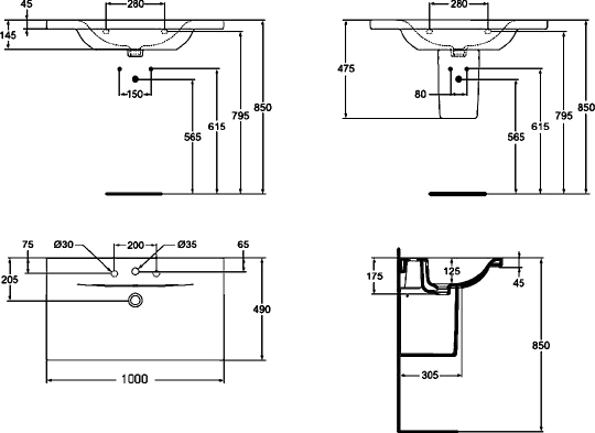 Раковина Ideal Standard Connect new 100 см E812601