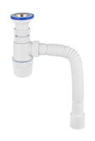 Сифон Вирпласт "Элит" с нержавеющей чашкой Ø70 мм и гофротрубой L800 мм (1½"- Ø40/50) 30986170