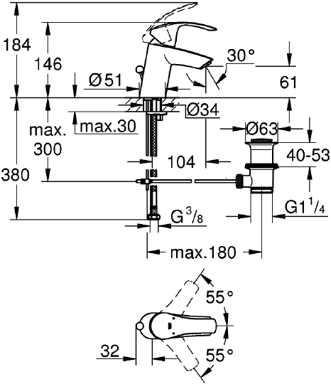 Смеситель Grohe Eurosmart New 23788002 для раковины