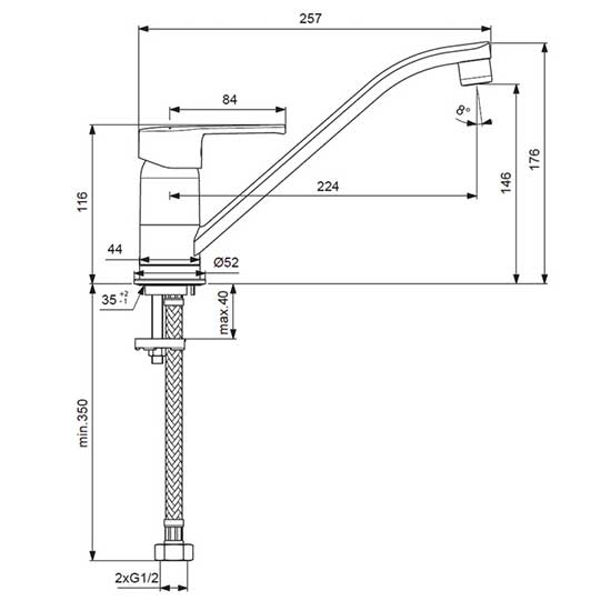 Смеситель для кухонной мойки Vidima UNO, BA241AA