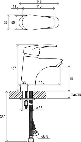 Смеситель Ravak Neo NO 012.00 для раковины X070023