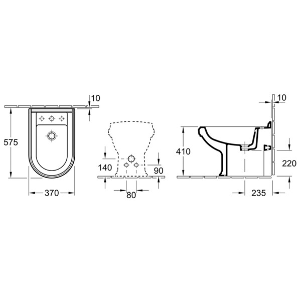 Биде Villeroy&Boch Hommage Duo  цвет-альпийский белый (белый Alpin) 744200R1