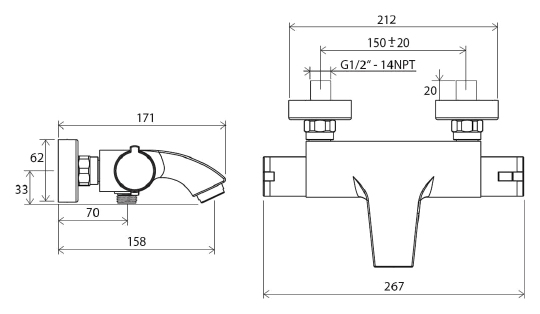 Термостат Ravak Termo 200 TE 082.00/150 для ванны с душем X070046