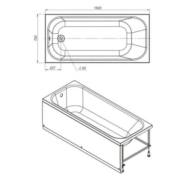 Ванна OPTIMA new 150*70, кВО15070