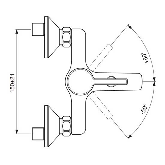 Смеситель для ванны/душа Vidima LOGIK, душевой гарнитур в комплекте (душевая лейка Ø70 мм, металлический шланг 1500 мм, держатель для лейки), BA279AA