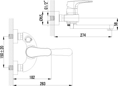 Смеситель Lemark Shift LM4314C для ванны с душем