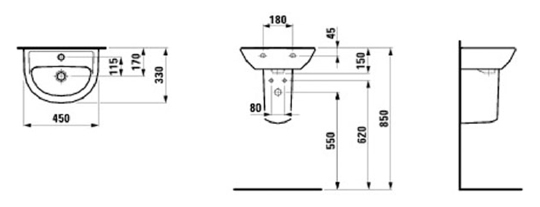 Рукомойник Laufen Pro 8.1595.2.000.104.1 Рукомойник Laufen Pro 8.1595.2.000.104.1