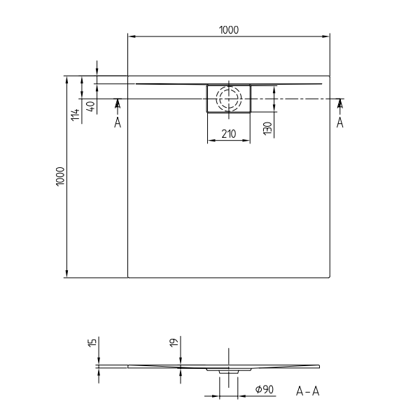 Душевой поддон Villeroy&Boch Architectura  цвет-альпийский белый UDA1010ARA115V-01 pod1