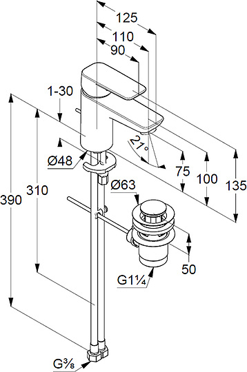 Смеситель Kludi Pure&Style 403820575 для раковины