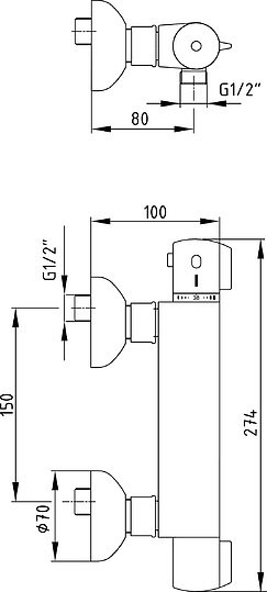 Термостат E.C.A. Thermostatic 102102341EX для душа