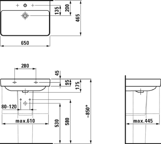 Раковина Laufen Pro S 8.1096.4.000.104.1 65 см