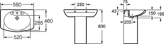 Раковина Roca Dama Senso 327512000 58 см