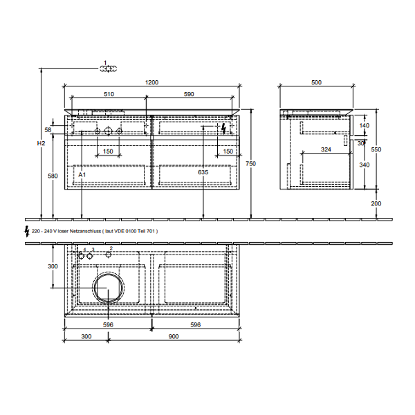 Тумба под раковину Villeroy&Boch Legato  цвет-белый глянцевый B58000DH hog2