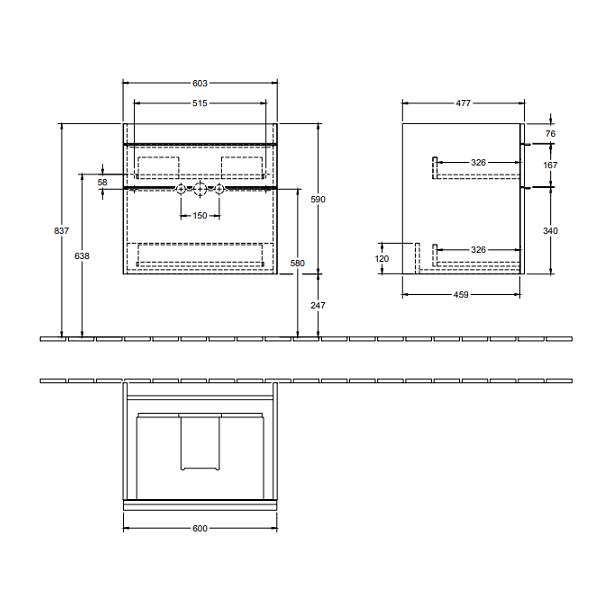 Тумба под раковину Villeroy&Boch Venticello  цвет-дуб графитовый A92403FQ hog2