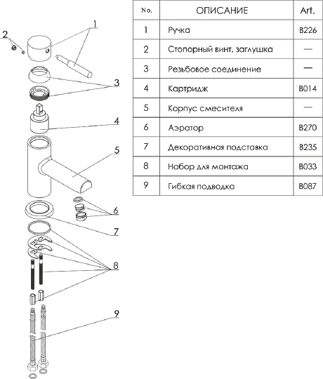 Смеситель Wasserkraft Wern 4203 для раковины, матовый хром