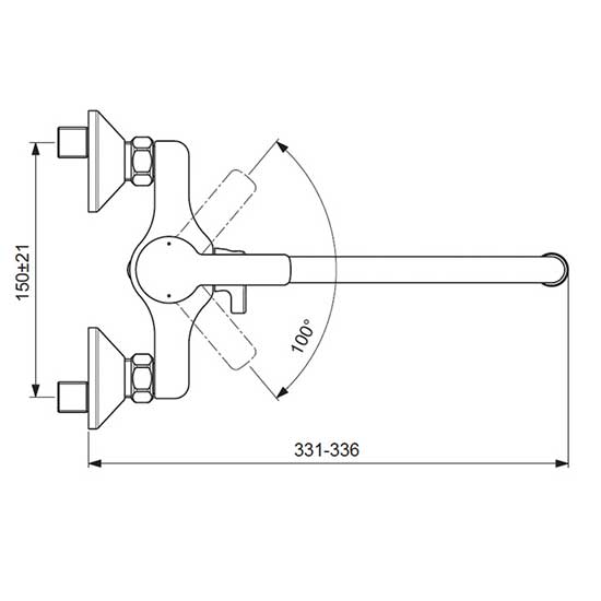 Настенный смеситель для ванны/душа Vidima UNO, поворотный излив 250 мм BA239AA