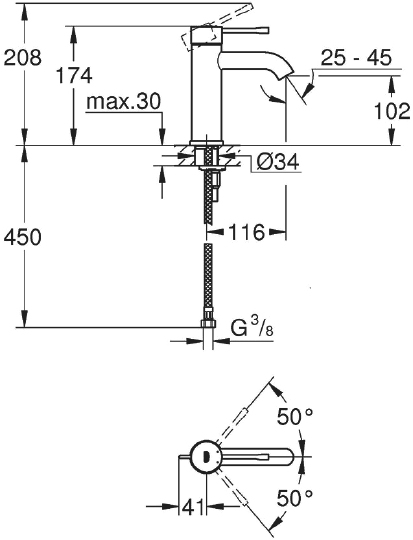 Смеситель Grohe Essence New 23590AL1 для раковины
