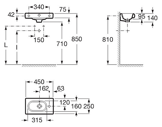 Рукомойник Roca Meridian Compact 327248000 45 см