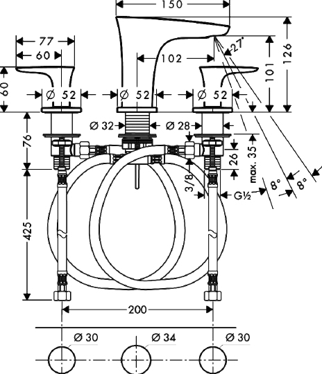 Смеситель Hansgrohe PuraVida 15073000 для раковины