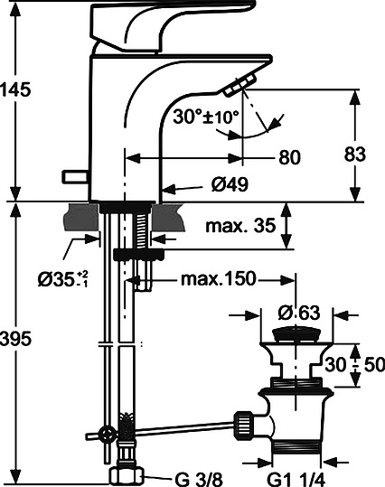 Смеситель Ideal Standard Strada A5842AA для раковины