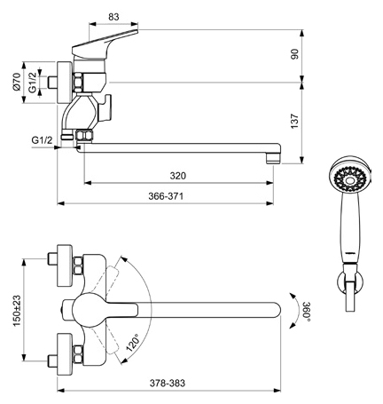 Смеситель Vidima ВидимаФорм BA353AA для ванны с душем