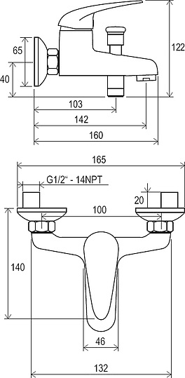 Смеситель Ravak Suzan SN 022.00/100 для ванны с душем X070003